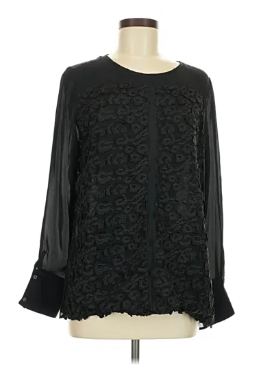 Pre-owned Hunter Long Sleeve Silk Top Black Crew Neck Tops