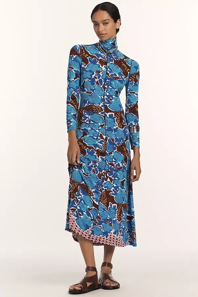 Hunter Long Sleeve Slim Turtleneck Midi Dress In Blue