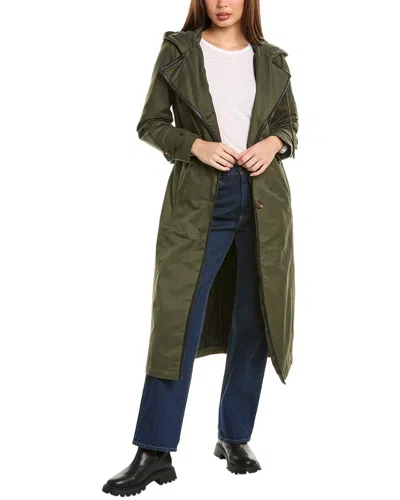 Hunter Longline Horseback Riding Trench Coat In Green
