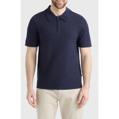 Hunter Lorne Half Zip Polo Sweater In Blue