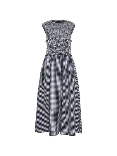 Hunter Louise Smocked Gingham Midi Dress In Black