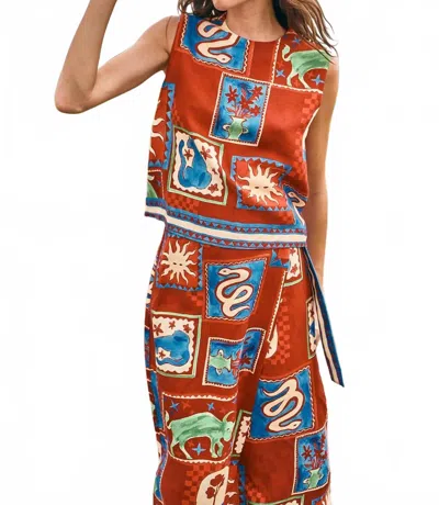 Hunter Luna Sleeveless Top In Sante Fe In Brown