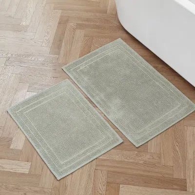 Hunter Luxe Looped Textured Cotton 2-piece Bath Rug Set In Green