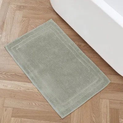 Hunter Luxe Looped Textured Cotton Bath Rug In Green