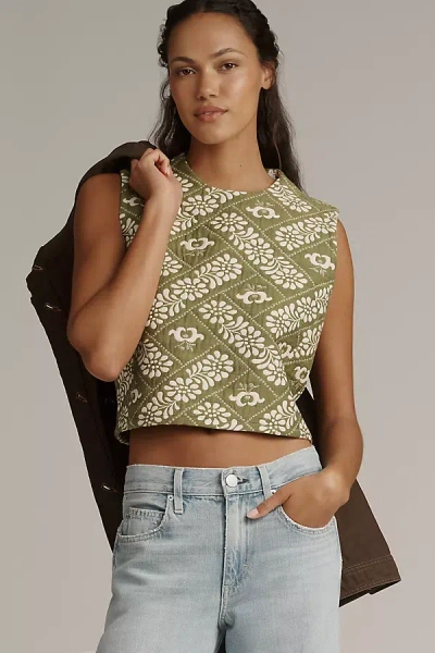 Hunter Manning Jacquard Crop Top In Green