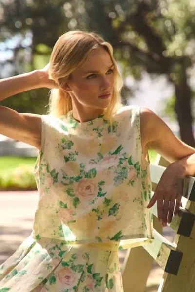 Hunter Manning Sleeveless Top In Garden Rose Peony In Multi