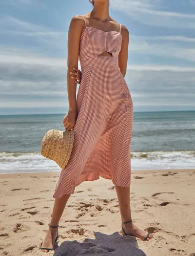 Hunter Maxwell Dress In Terracotta Gingham In Pink