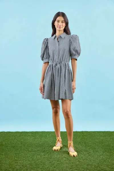Hunter Mccauley Gingham Mini Dress In Black -white In Gray