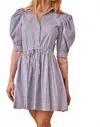 Hunter Mccauley Mini Dress In Light Blue Stripe In Gray