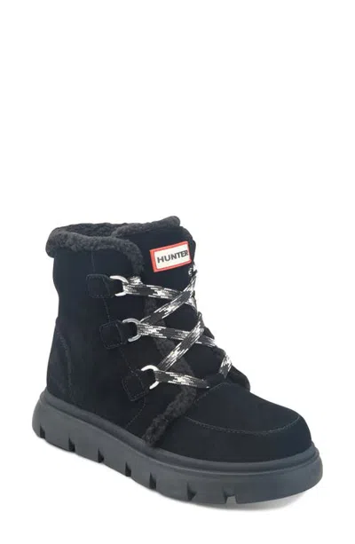 Hunter Melody Faux Shearling Bootie In Black/black/signature