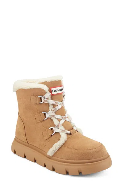 Hunter Melody Faux Shearling Bootie In Neutral