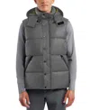 Hunter Chiswell Nylon Quilted Removable Hood Full Zip Puffer Vest In Grey
