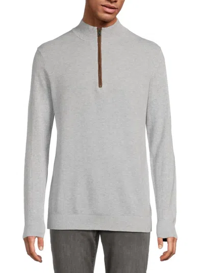 Hunter Men's Cotton Half-zip Mock Turtleneck Sweater In Gray
