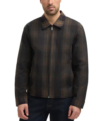 Hunter Men's Foster Wax Trucker Jacket In Brown Plaid
