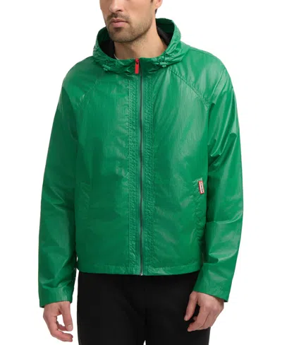 Hunter Men's Jay Crinkled Wax Jacket In Bright Green