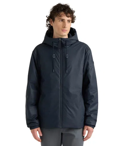 Hunter Men's Liam Zipper Front Hooded Rain Jacket In Salute Navy