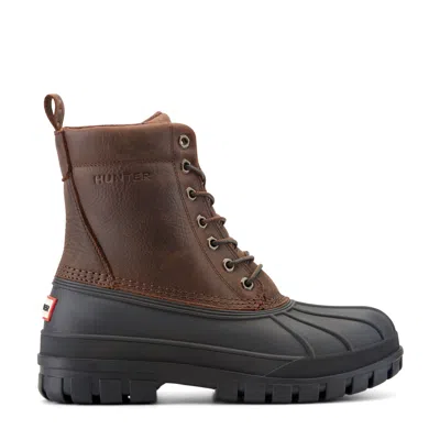 Hunter Men's Southall Insulated Waterproof Duck Boots 7 Dark Brown Leather