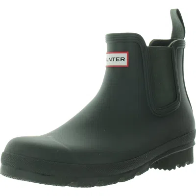 Hunter Mens Mixed Media Man Made Chelsea Boots In Green
