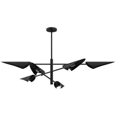 Hunter Merian Matte Black 6 Light Large Chandelier Ceiling Light Fixture
