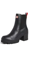 Hunter Miana Waterproof Block Heel Chelsea Boot In Black/black