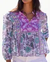 Hunter Michelle Top In Mixed Prints In Purple
