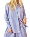 Hunter Miles Button Front Shirt In Beach Stripe In Blue