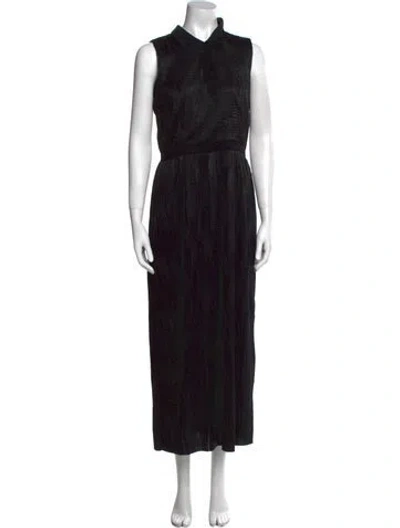 Pre-owned Hunter Mock Neck Long Dress In Black