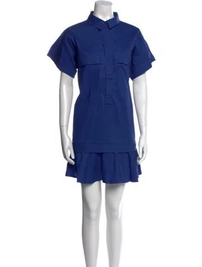Pre-owned Hunter Mock Neck Mini Dress In Blue