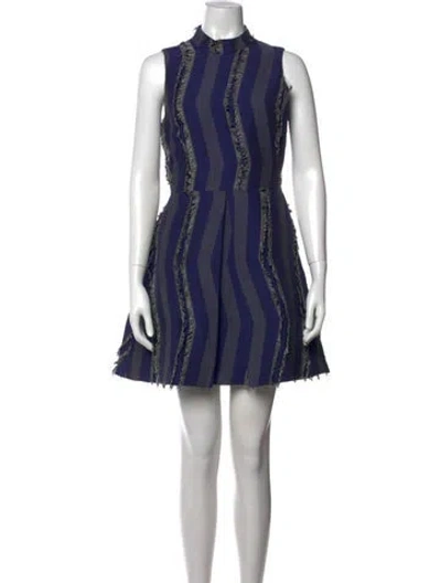 Pre-owned Hunter Mock Neck Mini Dress In Blue