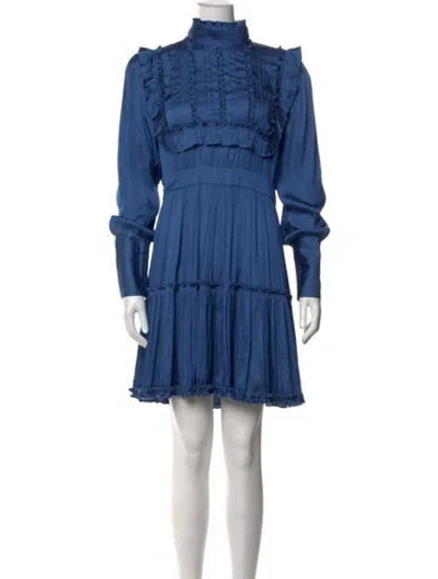 Pre-owned Hunter Mock Neck Mini Dress In Blue