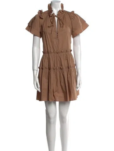 Pre-owned Hunter Mock Neck Mini Dress In Brown