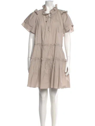 Pre-owned Hunter Mock Neck Mini Dress In Neutral