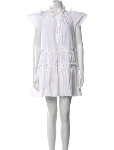 Pre-owned Hunter Mock Neck Mini Dress In White
