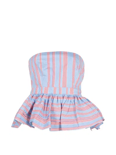 Hunter Nantucket Striped Peplum Top In Blue