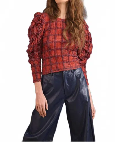 Hunter Natalie Long Sleeve Top In Terracotta In Multi