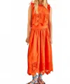 Hunter Nathalie Skirt In Tangerine Tango Embroidery In Animal Print