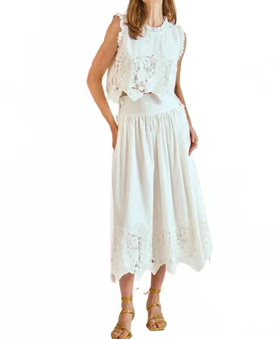 Hunter Nathalie Skirt In White Embroidery