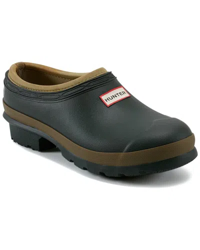 Hunter Neo Gardener Rubber Clog In Dark Olive/clay