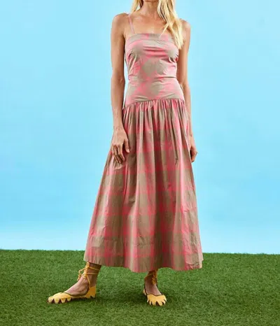 Hunter Newberry Drop Waist Plaid Midi Dress In Day Glow Check In Multi