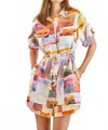 Hunter Nicole Mini Dress In Watercolor Mosaic In Multi