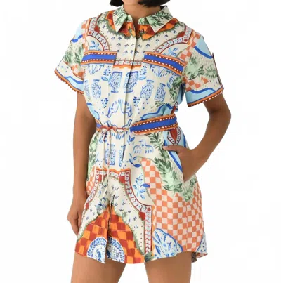 Hunter Nicole Mini Shirt Dress In Sundance Tile In Multi