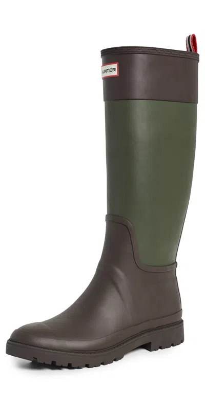 Hunter Nissa Tall Riding Rain Boots Dark Green