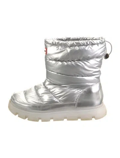 Pre-owned Hunter Nylon Lace-up Boots In Silver