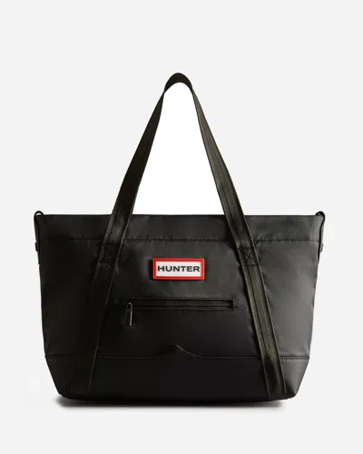 Hunter Nylon Midi Topclip Tote In Black