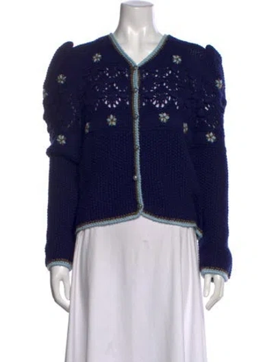 Pre-owned Hunter Nylon V-neck Sweater In Blue