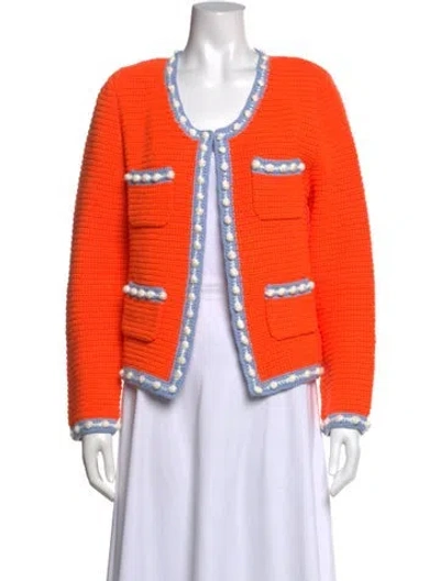 Pre-owned Hunter Open Front Sweater In Orange