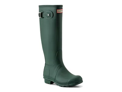 Hunter Original Tall Vulcanised Natural Rubber Wellington Boots In Green