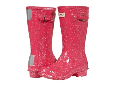 Hunter Original Giant Glitter Wellington Boots (little Kid/big Kid) Kid's Shoes Thrift : 5 Big Kid M, Rubbe In Pink