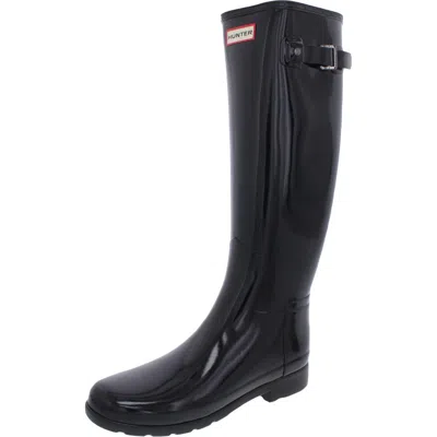Hunter Original Refined Gloss Womens Tall Outdoor Rain Boots In Black
