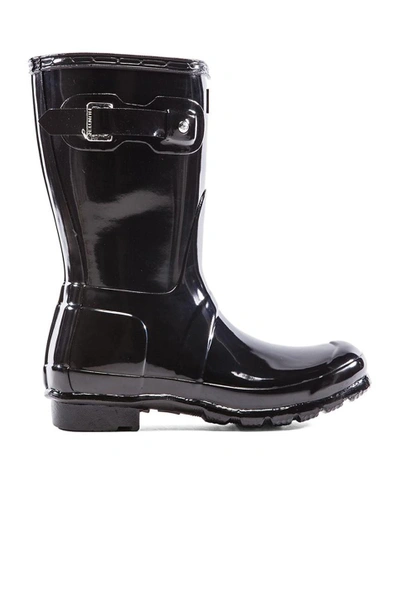 Hunter Original Short Gloss Boot In Black